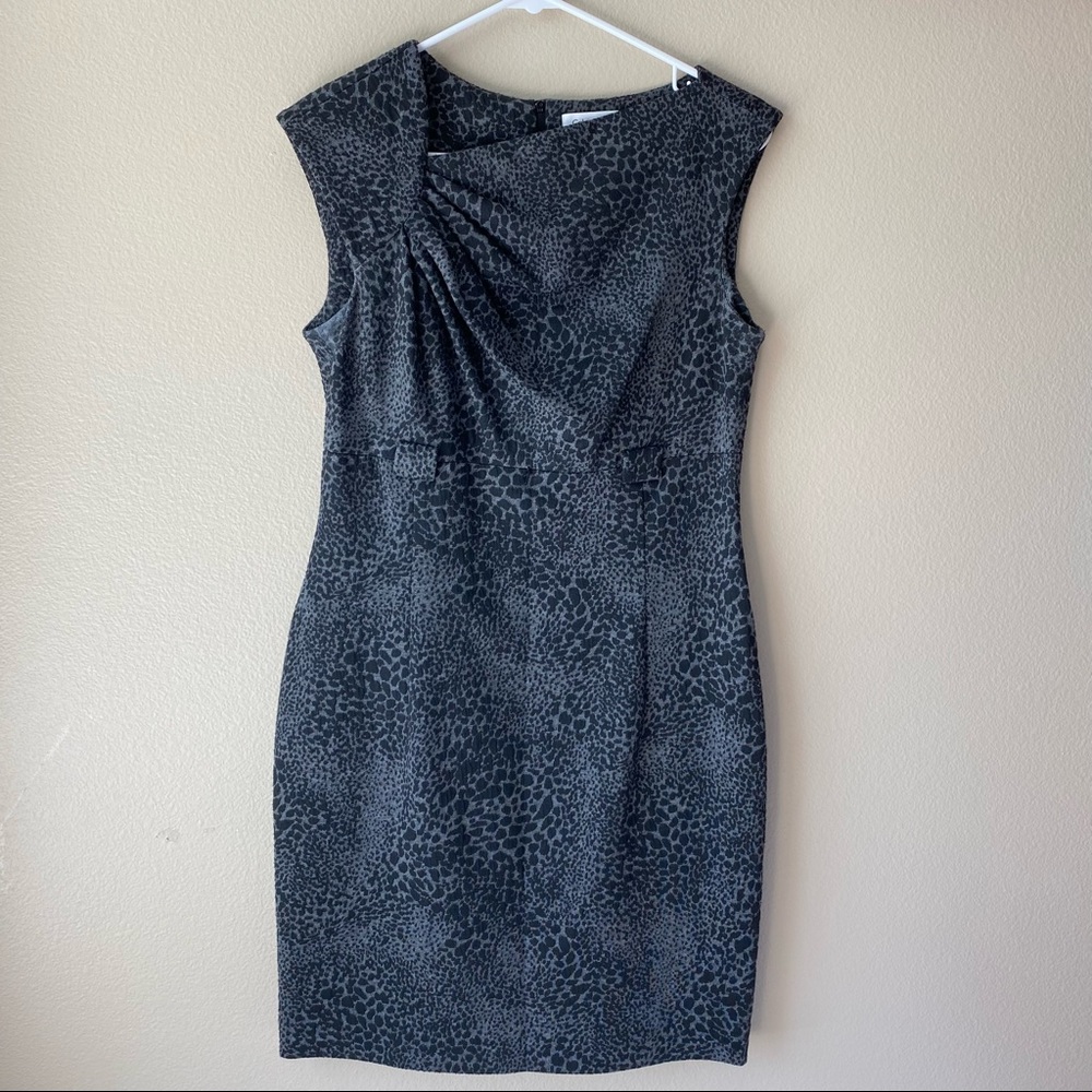Calvin Klein Black and Grey Reptile Print Dress Sz 10